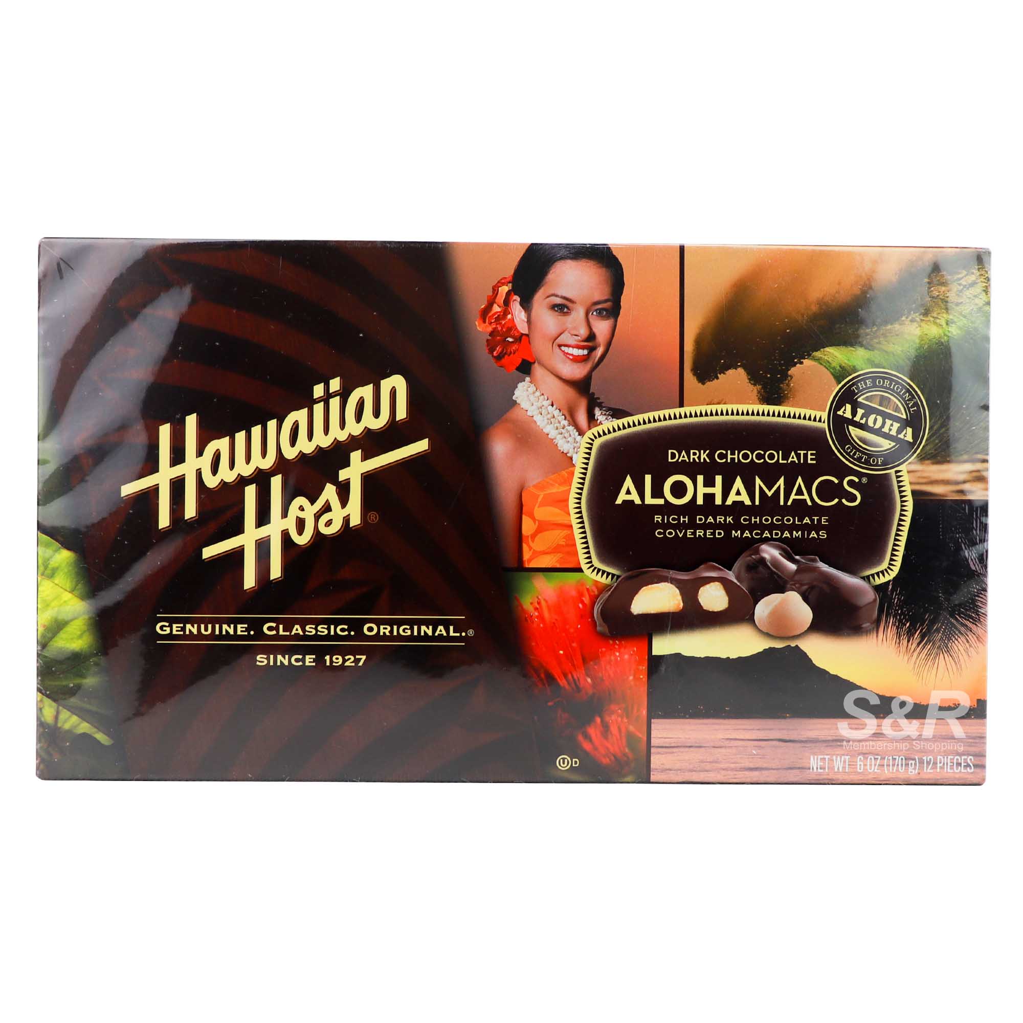 Hawaiian Host AlohaMacs Macadamias Dark Chocolate (14g x 12pcs)